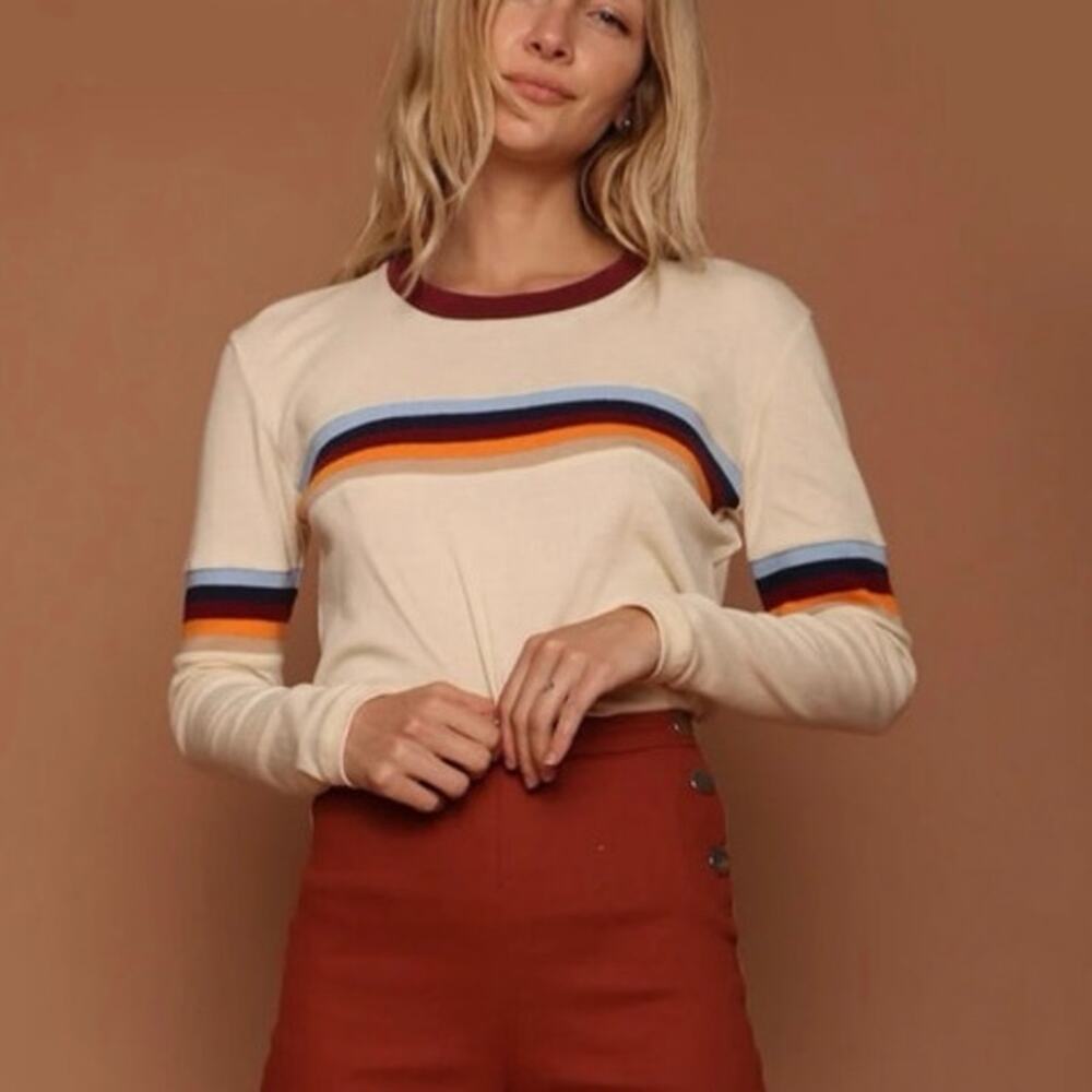 Camp Collection NWT retro inspired long sleeved striped ringer tee large